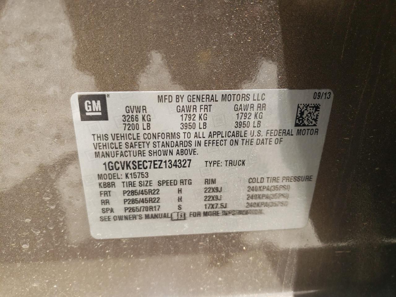 Photo 10 from auction – 2014 CHEVROLET SILVERADO with VIN 1GCVKSEC7EZ134327