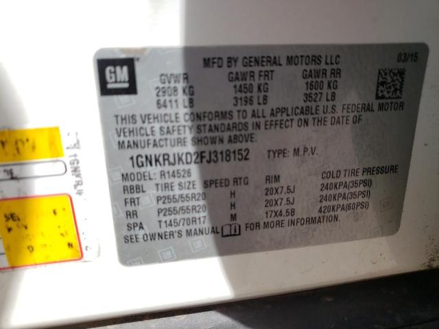 Photo 10 from auction – 2015 CHEVROLET TRAVERSE L with VIN 1GNKRJKD2FJ318152