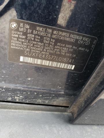 Photo 10 from auction – 2007 BMW X5 3.0I with VIN 5UXFE43577L018741