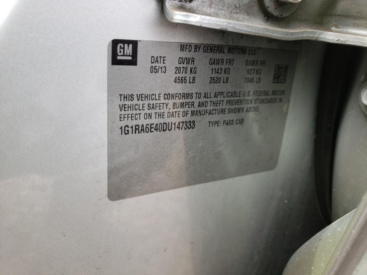 Photo 10 from auction – 2013 CHEVROLET VOLT with VIN 1G1RA6E40DU147333
