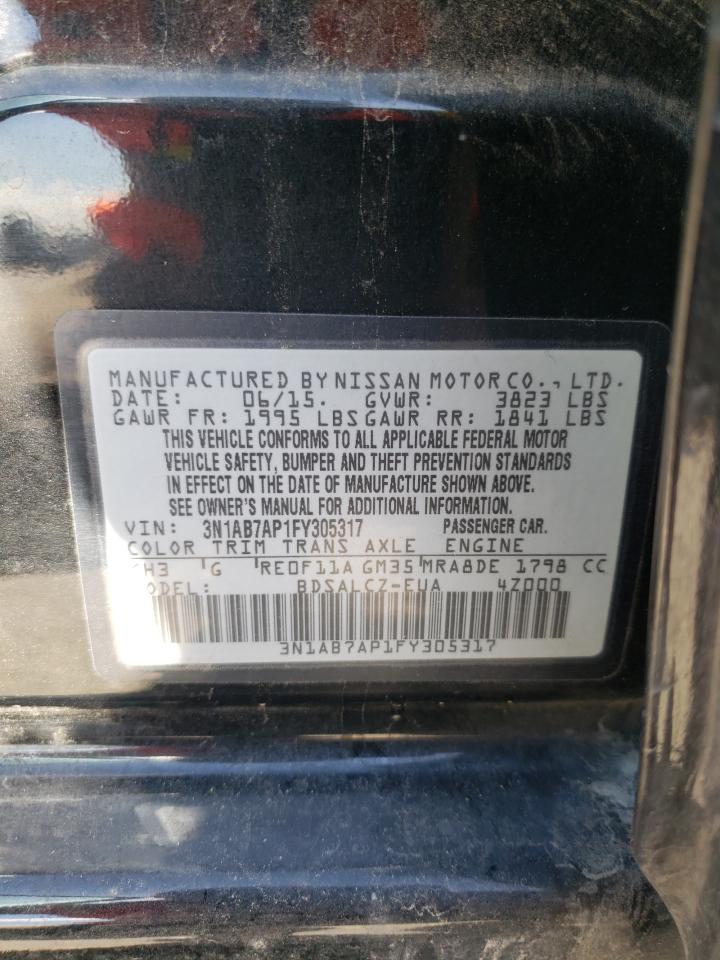 Photo 10 from auction – 2015 NISSAN SENTRA S with VIN 3N1AB7AP1FY305317