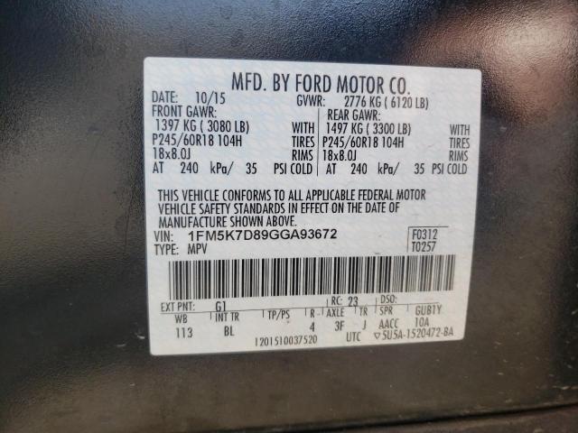 Photo 10 from auction – 2016 FORD EXPLORER X with VIN 1FM5K7D89GGA93672