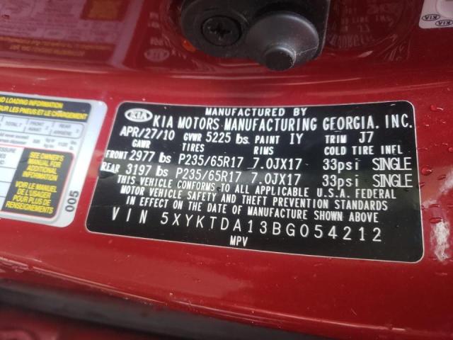 Photo 10 from auction – 2011 KIA SORENTO BA with VIN 5XYKTDA13BG054212