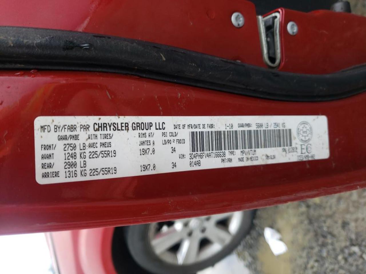 Photo 10 from auction – 2010 DODGE JOURNEY R/ with VIN 3D4PH6FV4AT166638