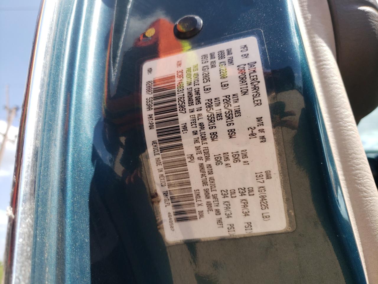 Photo 10 from auction – 2001 CHRYSLER PT CRUISER with VIN 3C8FY4BB31T625097