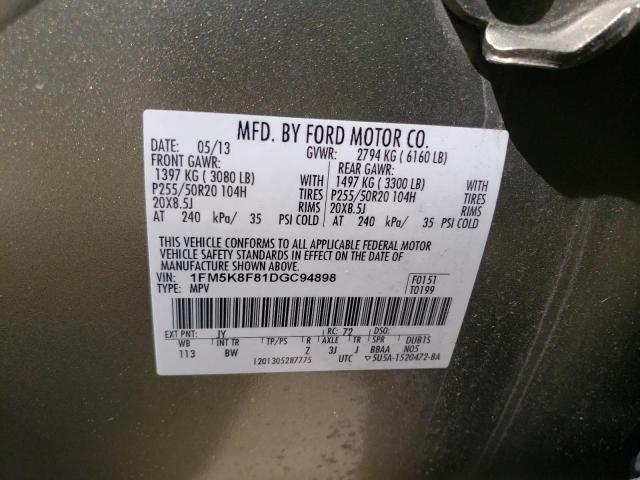 Photo 10 from auction – 2013 FORD EXPLORER L with VIN 1FM5K8F81DGC94898