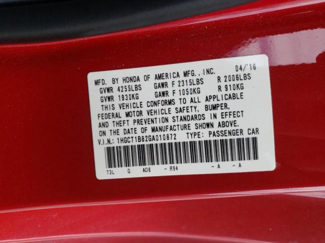 Photo 10 from auction – 2016 HONDA ACCORD EXL with VIN 1HGCT1B82GA010872