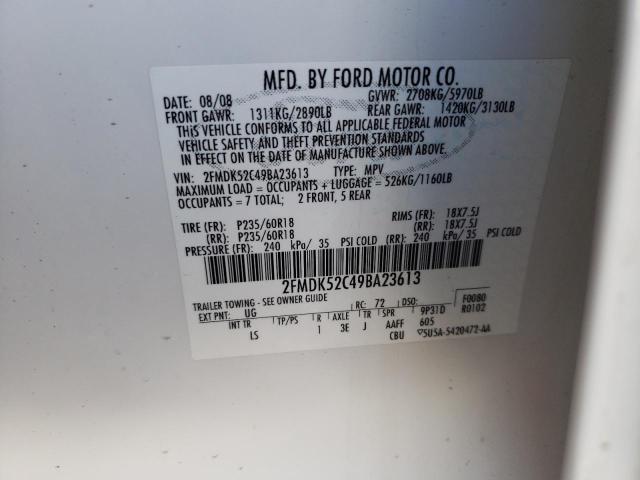 Photo 10 from auction – 2009 FORD FLEX SEL with VIN 2FMDK52C49BA23613
