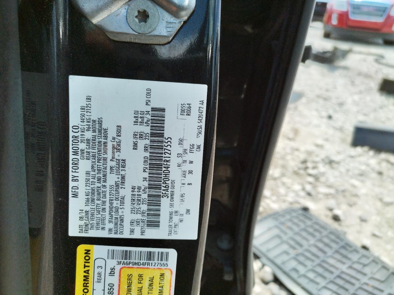 Photo 10 from auction – 2015 FORD FUSION SE with VIN 3FA6P0HD4FR127555