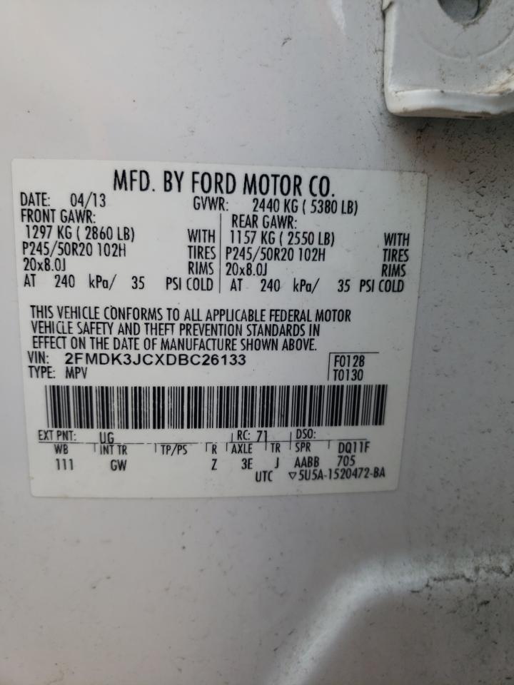 Photo 10 from auction – 2013 FORD EDGE SEL with VIN 2FMDK3JCXDBC26133