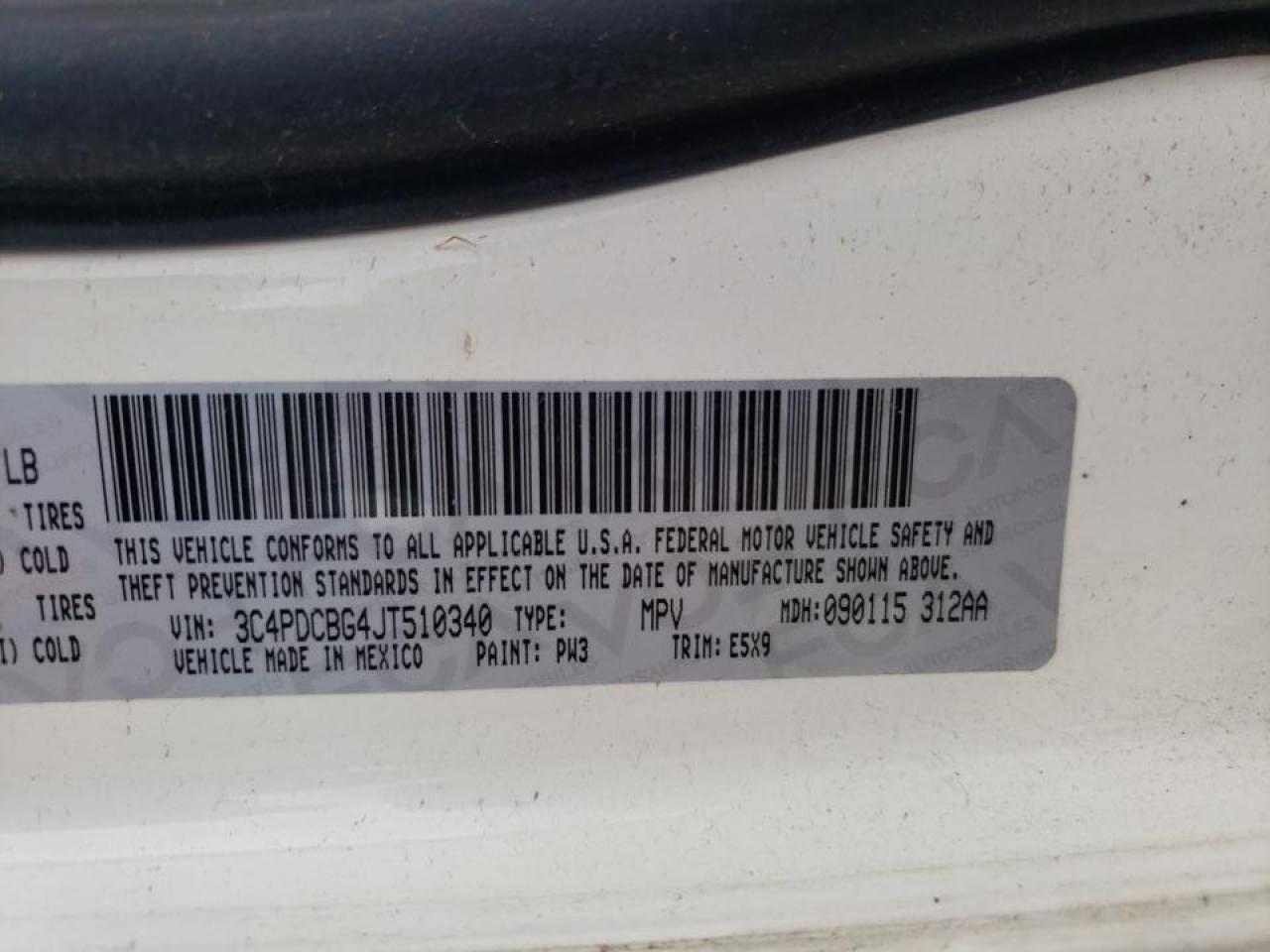 Photo 10 from auction – 2018 DODGE JOURNEY SX with VIN 3C4PDCBG4JT510340