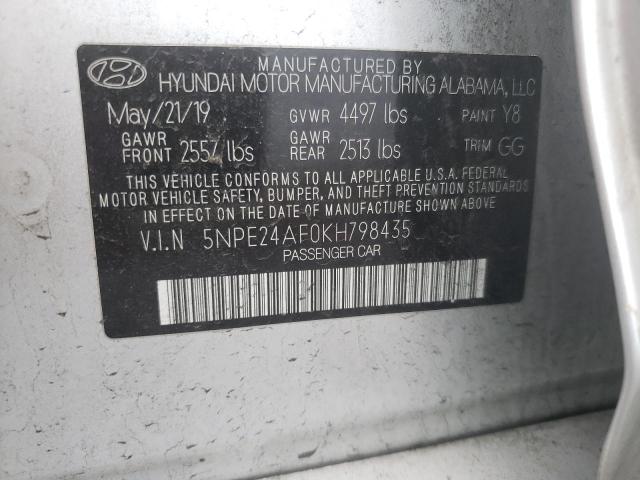 Photo 10 from auction – 2019 HYUNDAI SONATA SE with VIN 5NPE24AF0KH798435