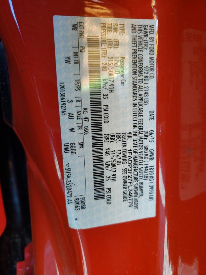 Photo 10 from auction – 2015 FORD FOCUS SE with VIN 1FADP3F27FL346776