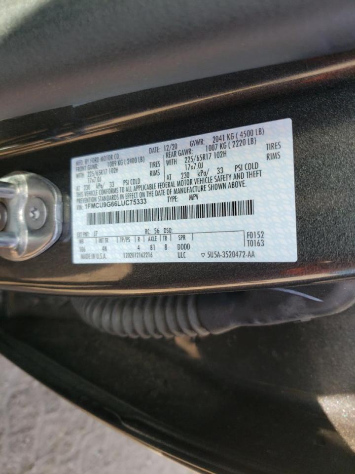 Photo 10 from auction – 2020 FORD ESCAPE SE with VIN 1FMCU9G66LUC75333