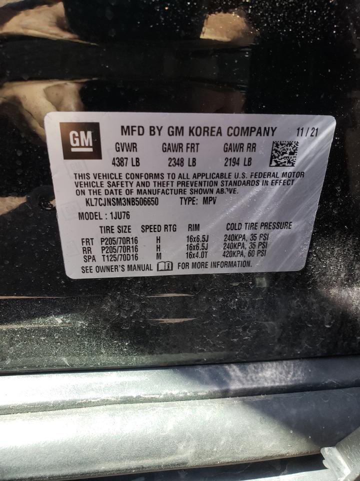 Photo 10 from auction – 2022 CHEVROLET TRAX LS with VIN KL7CJNSM3NB506650