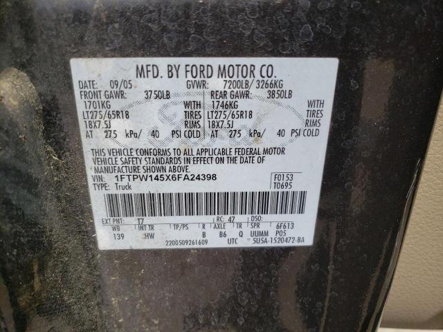 Photo 10 from auction – 2006 FORD F150 SUPER with VIN 1FTPW145X6FA24398