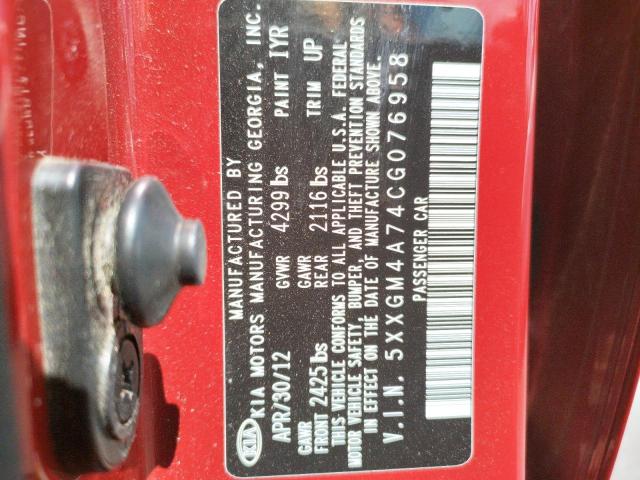 Photo 10 from auction – 2012 KIA OPTIMA LX with VIN 5XXGM4A74CG076958