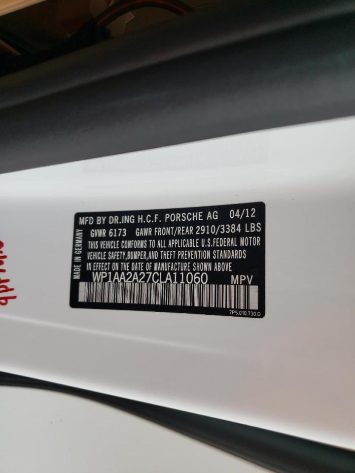 Photo 10 from auction – 2012 PORSCHE CAYENNE with VIN WP1AA2A27CLA11060