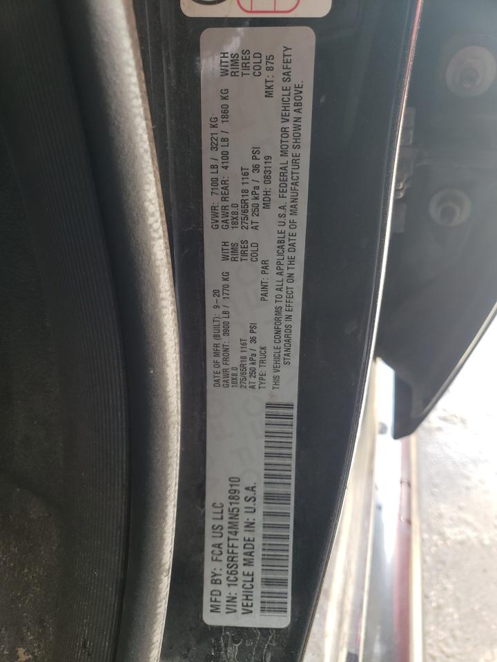 Photo 10 from auction – 2021 RAM 1500 BIG H with VIN 1C6SRFFT4MN518910