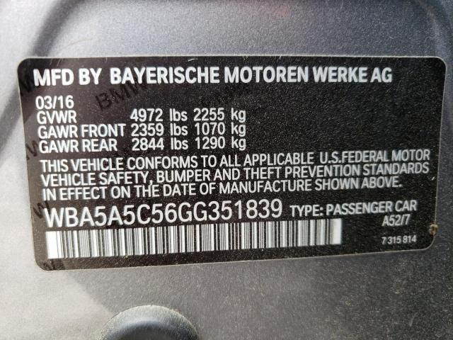 Photo 10 from auction – 2016 BMW 528 I with VIN WBA5A5C56GG351839