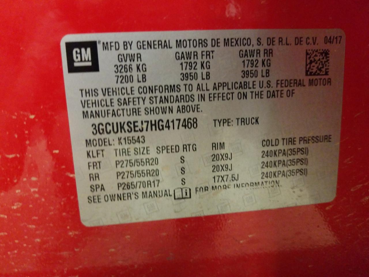 Photo 10 from auction – 2017 CHEVROLET SILVERADO with VIN 3GCUKSEJ7HG417468