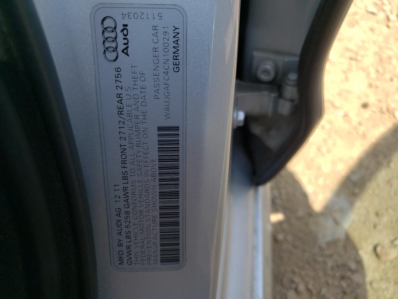 Photo 10 from auction – 2012 AUDI A6 PRESTIG with VIN WAUJGAFC4CN100291