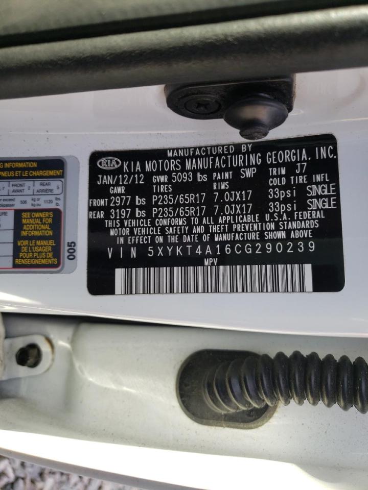 Photo 10 from auction – 2012 KIA SORENTO BA with VIN 5XYKT4A16CG290239