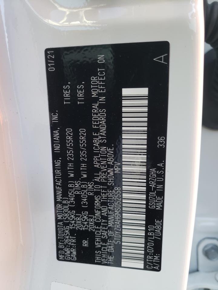 Photo 10 from auction – 2021 TOYOTA HIGHLANDER with VIN 5TDYZRAH6MS052558