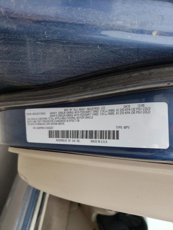Photo 10 from auction – 2007 SUBARU LEGACY OUT with VIN 4S4BP86C074330207