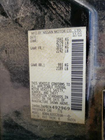 Photo 10 from auction – 2012 NISSAN ALTIMA BAS with VIN 1N4AL2AP8CN492969
