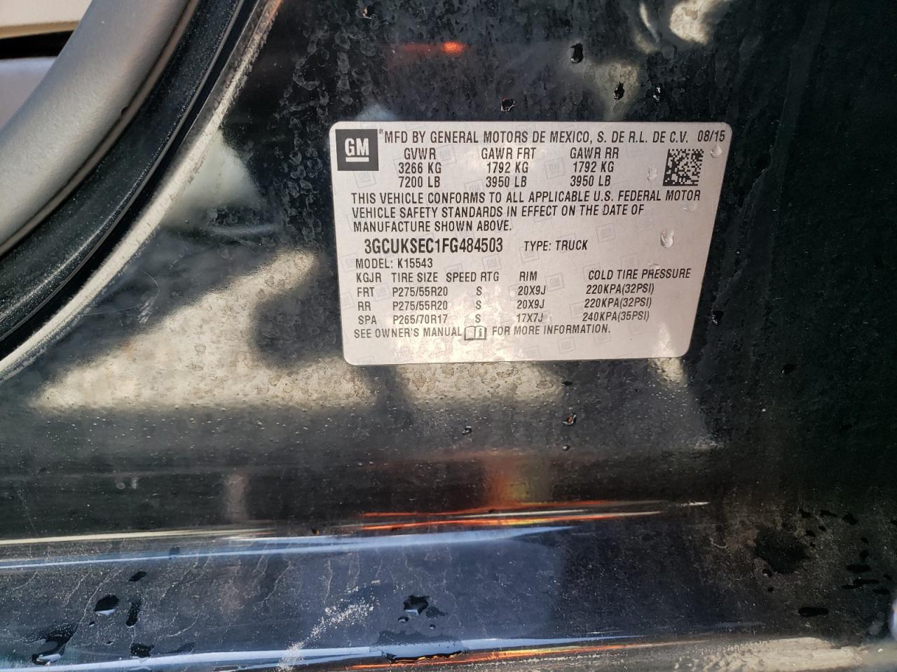 Photo 10 from auction – 2015 CHEVROLET SILVERADO with VIN 3GCUKSEC1FG484503