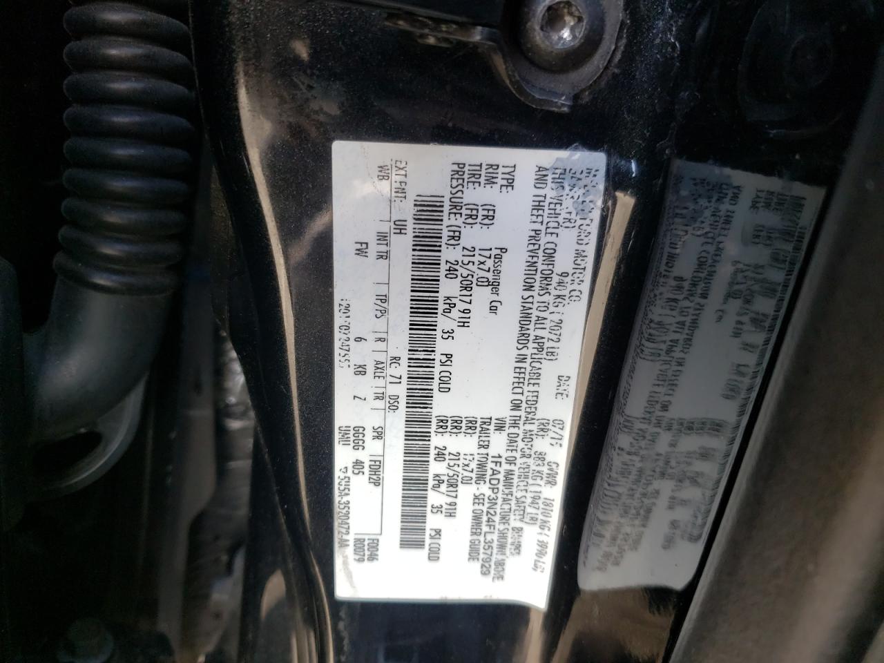 Photo 10 from auction – 2015 FORD FOCUS TITA with VIN 1FADP3N24FL357929