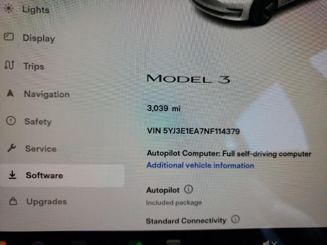 Photo 8 from auction – 2022 TESLA MODEL 3 with VIN 5YJ3E1EA7NF114379