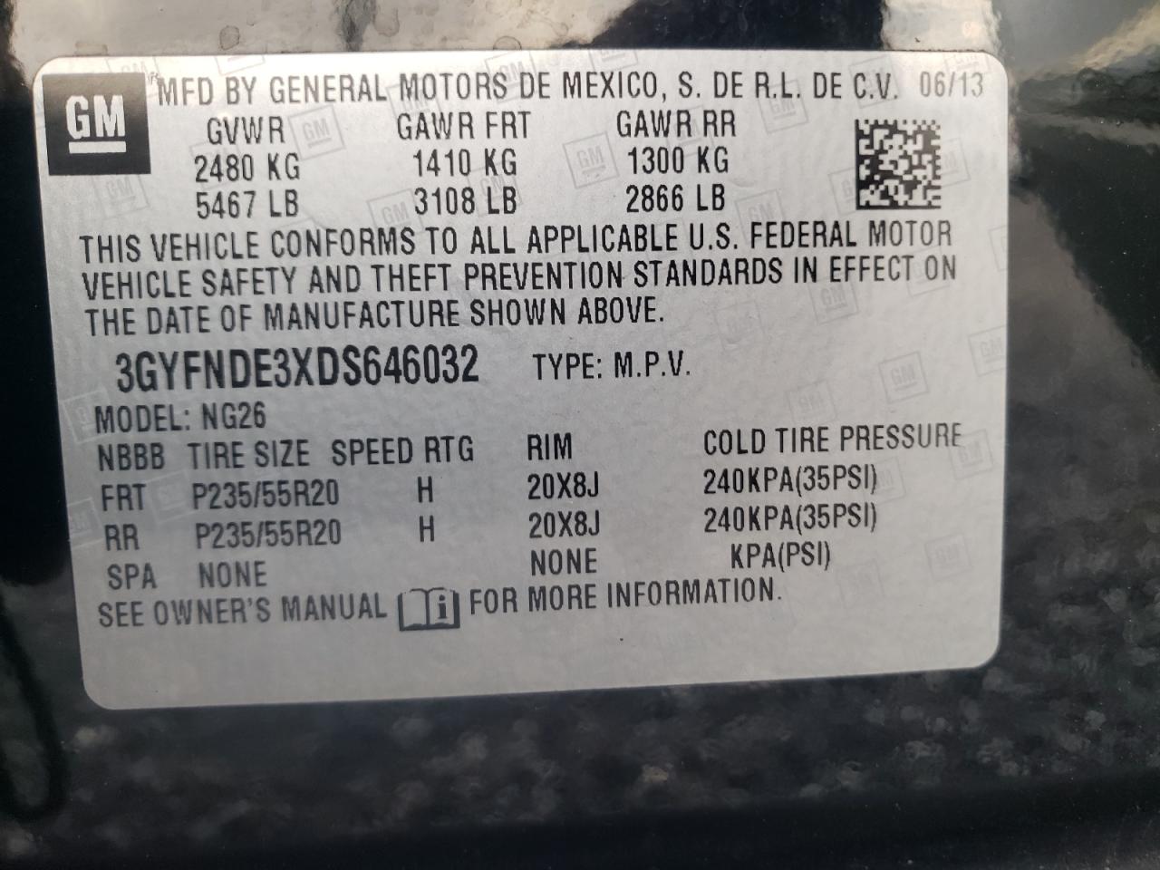 Photo 10 from auction – 2013 CADILLAC SRX PERFOR with VIN 3GYFNDE3XDS646032