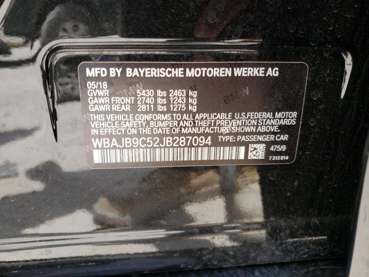 Photo 10 from auction – 2018 BMW M550XI with VIN WBAJB9C52JB287094