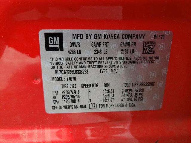 Photo 10 from auction – 2020 CHEVROLET TRAX LS with VIN KL7CJKSB6LB338223