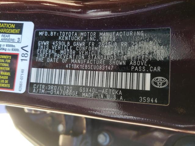 Photo 10 from auction – 2014 TOYOTA AVALON BAS with VIN 4T1BK1EB5EU083147