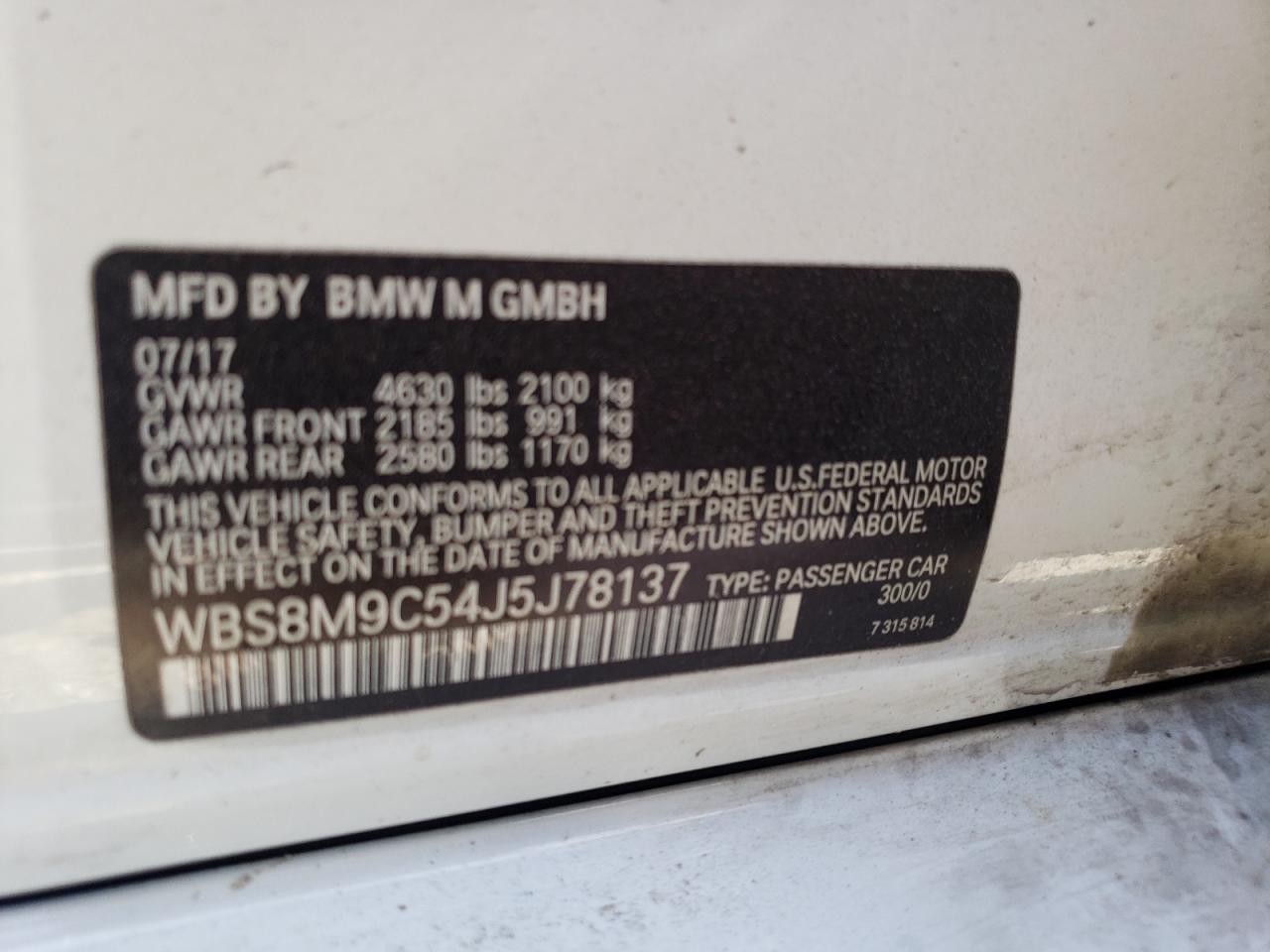Photo 10 from auction – 2018 BMW M3 with VIN WBS8M9C54J5J78137