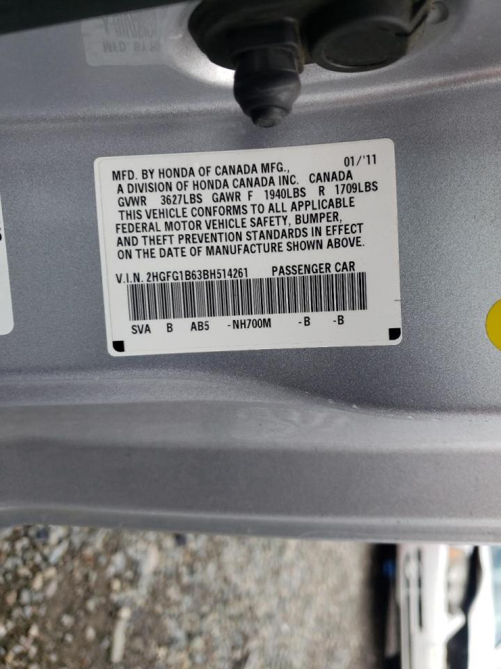 Photo 10 from auction – 2011 HONDA CIVIC LX with VIN 2HGFG1B63BH514261
