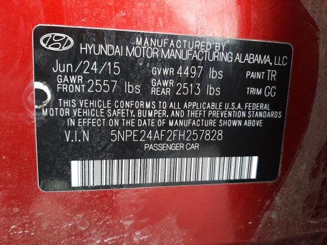 Photo 10 from auction – 2015 HYUNDAI SONATA SE with VIN 5NPE24AF2FH257828