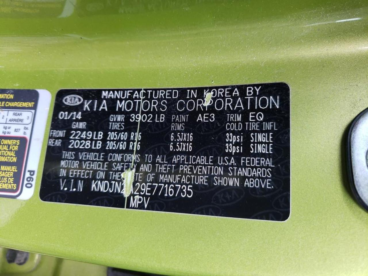 Photo 10 from auction – 2014 KIA SOUL with VIN KNDJN2A29E7716735