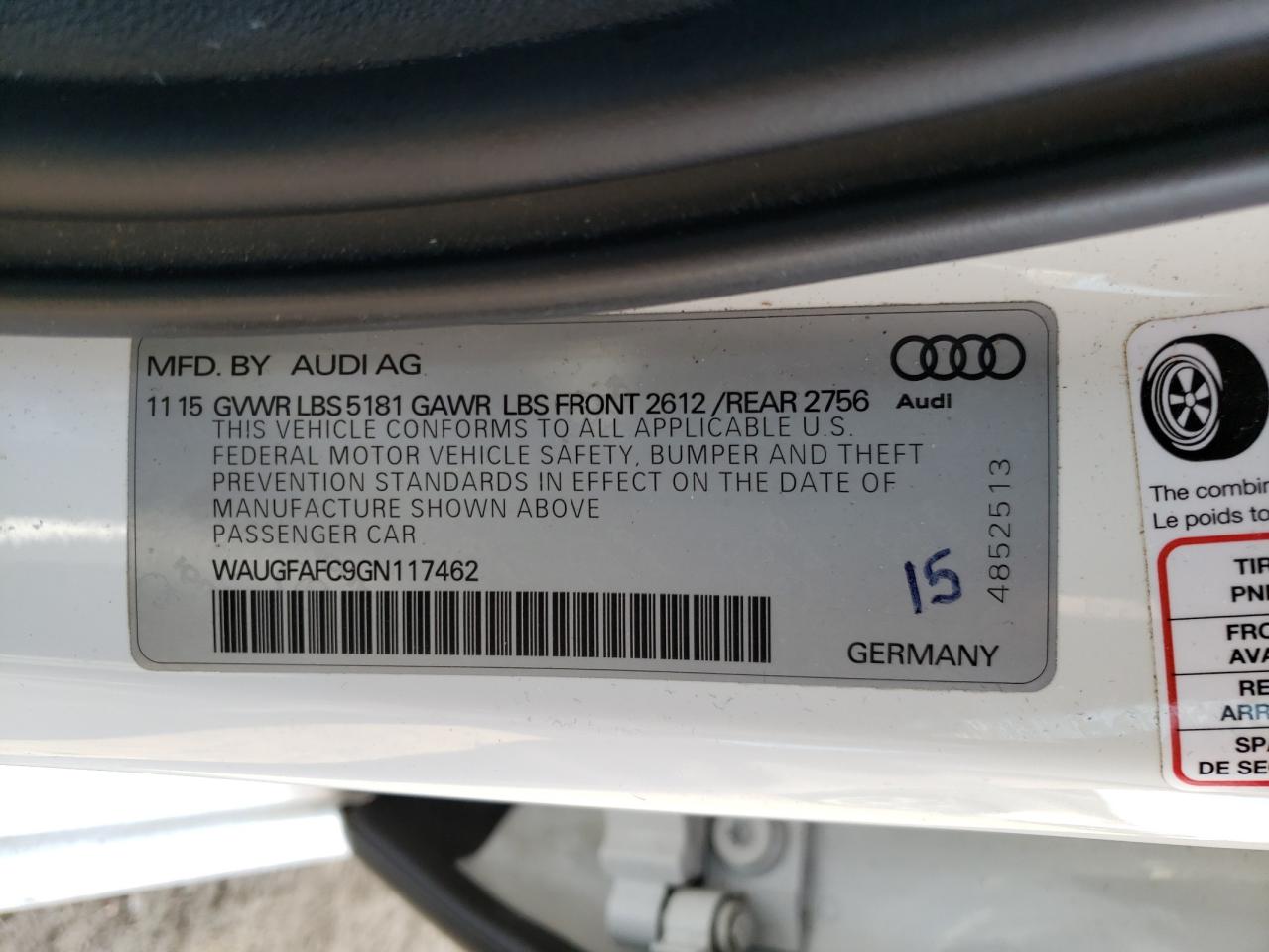 Photo 10 from auction – 2016 AUDI A6 PREMIUM with VIN WAUGFAFC9GN117462