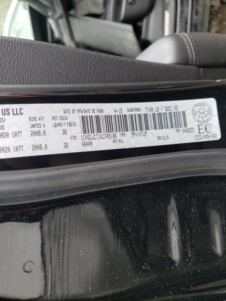 Photo 10 from auction – 2019 DODGE DURANGO R/ with VIN 1C4SDJCT1KC745186