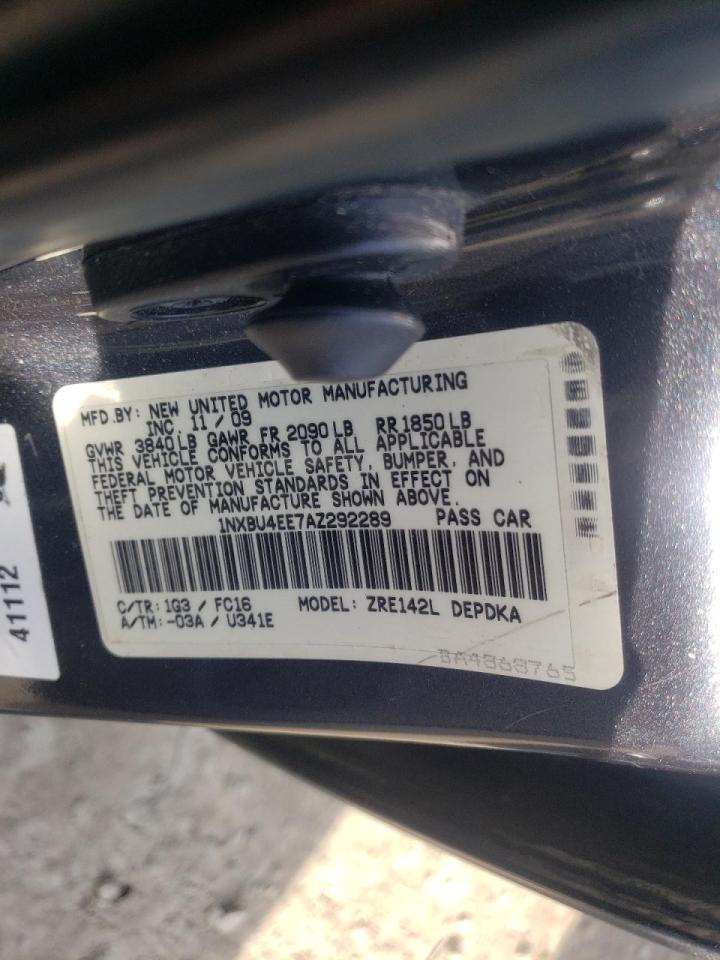 Photo 10 from auction – 2010 TOYOTA COROLLA BA with VIN 1NXBU4EE7AZ292289