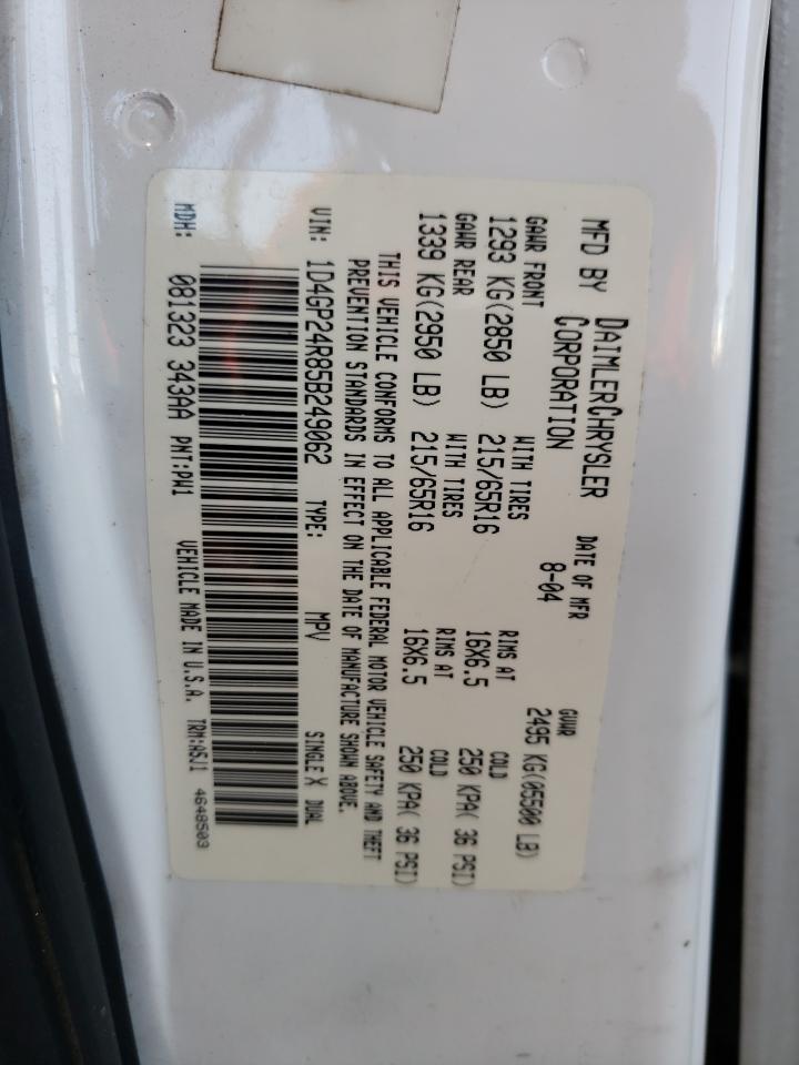Photo 10 from auction – 2005 DODGE GRAND CARA with VIN 1D4GP24R85B249062