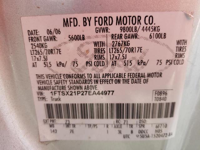 Photo 10 from auction – 2007 FORD F 250 with VIN 1FTSX21P27EA44977