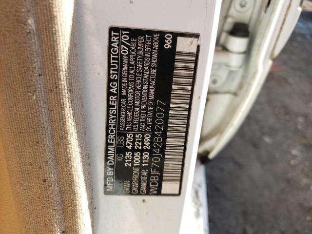 Photo 10 from auction – 2002 MERCEDES-BENZ E 430 with VIN WDBJF70J42B420077