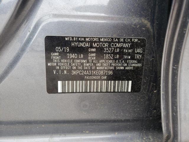 Photo 10 from auction – 2019 HYUNDAI ACCENT SE with VIN 3KPC24A31KE087196