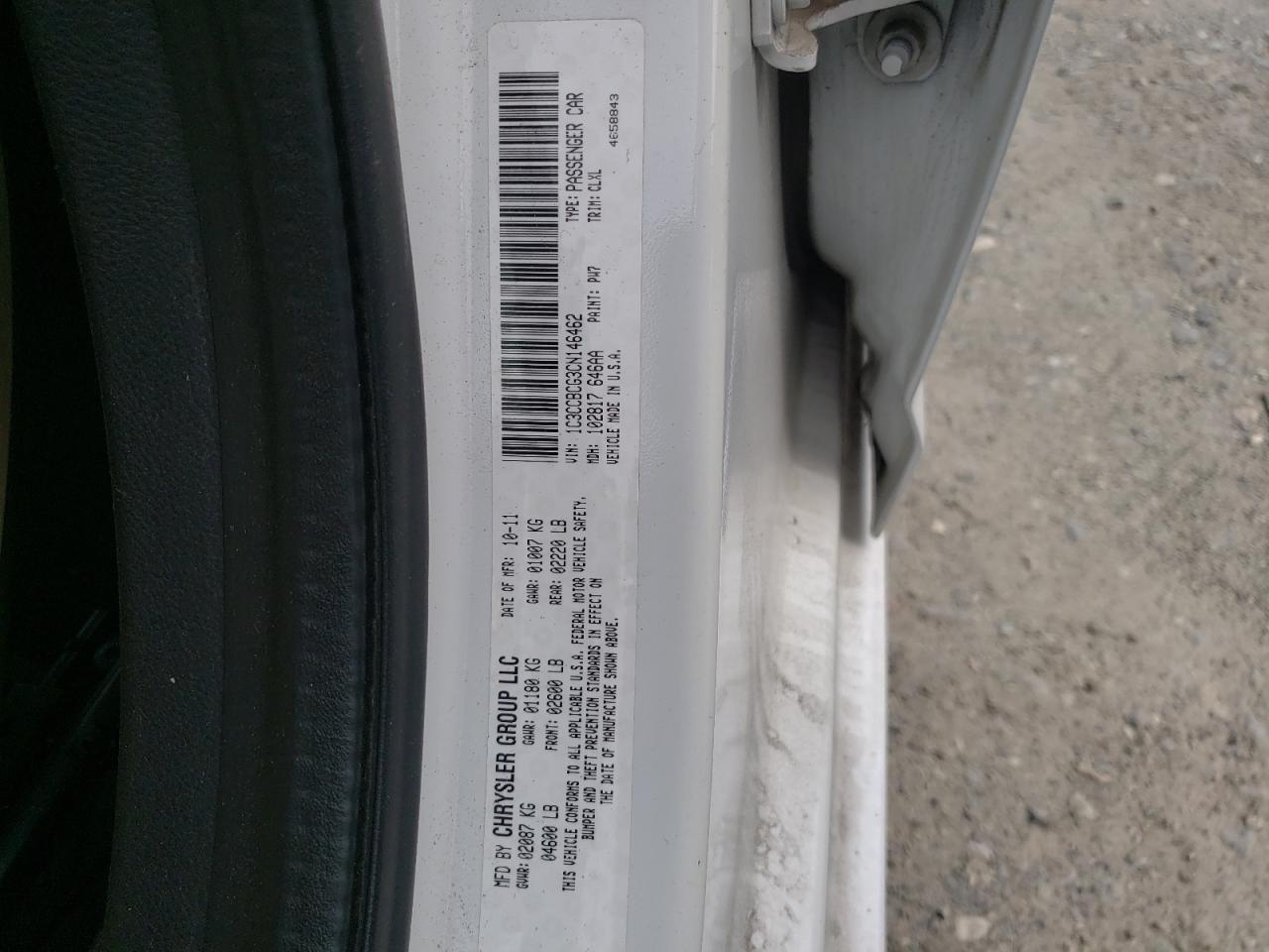 Photo 10 from auction – 2012 CHRYSLER 200 LIMITE with VIN 1C3CCBCG3CN146462