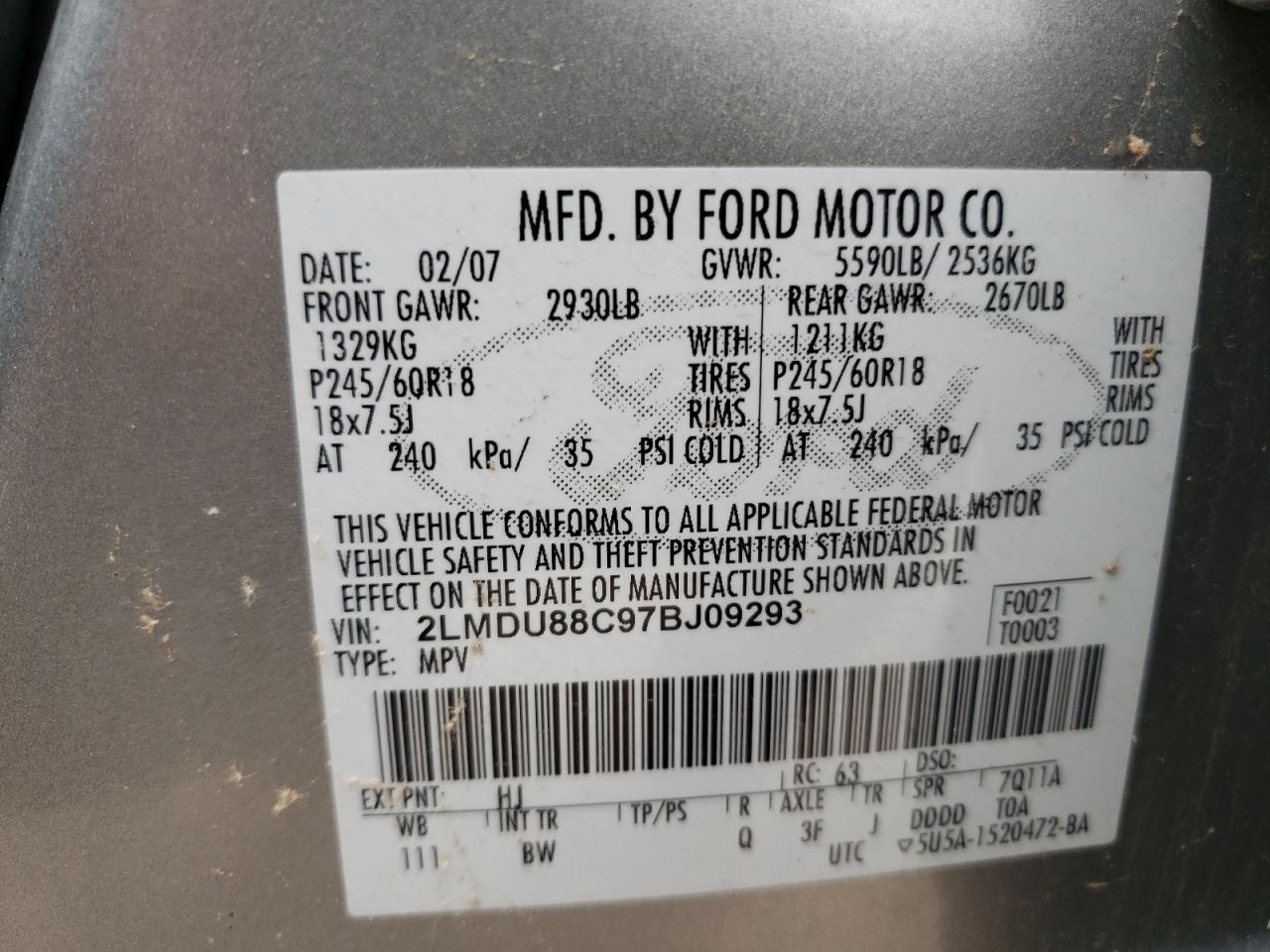 Photo 10 from auction – 2007 LINCOLN MKX with VIN 2LMDU88C97BJ09293
